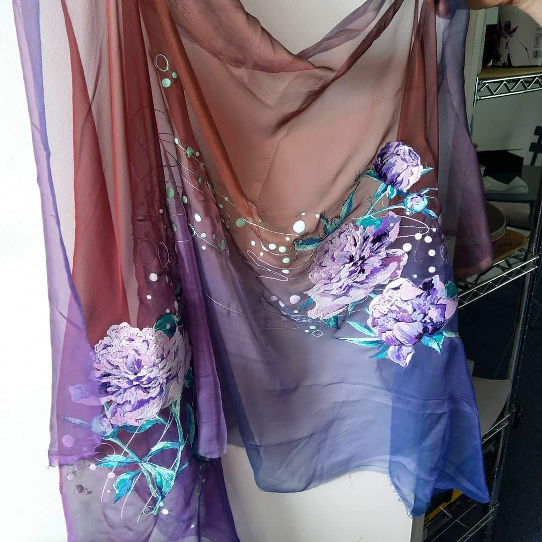 Foulard soie — pivoines